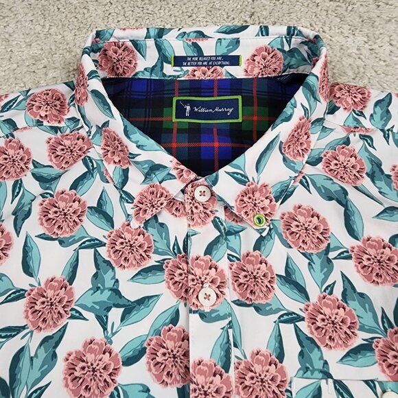 William Murray Polo Shirt Size Extra Large White XL Golf Floral Flowers USA ATX - Picture 5 of 6